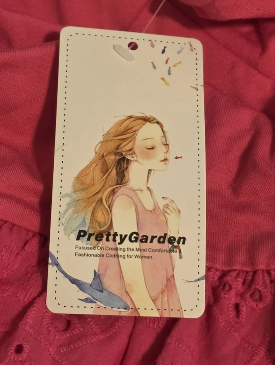 NWT Pretty Garden Hot Pink Eyelet Tiered Dress Ruched Tank Sleeveless Maxi Large - Picture 9 of 12